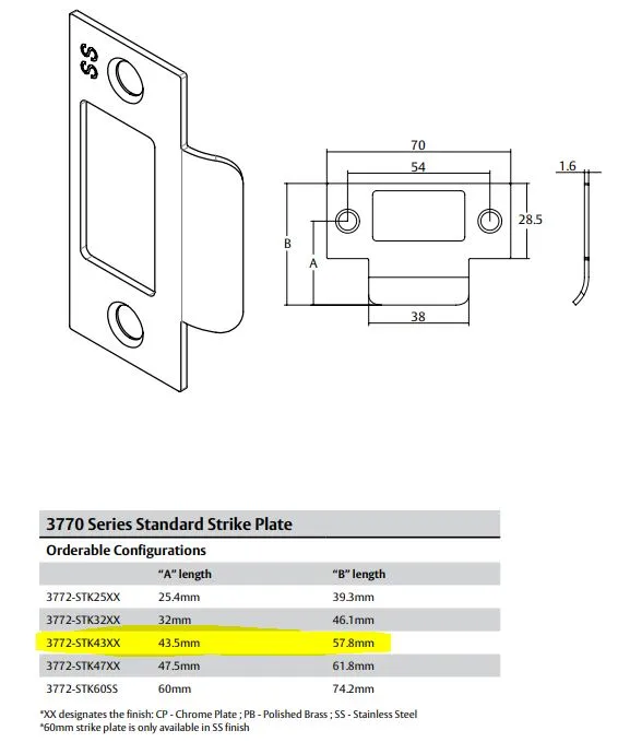 Lockwood 3772-STK43SS Accessories Access Control | Tensor Security